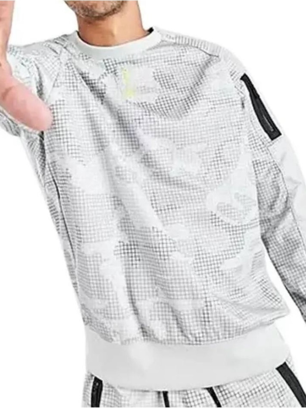 Nike Men's Light Gray Grid Camo Crewneck Sweatshirt
